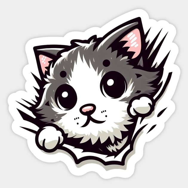 Cute cat peeking Sticker by ramith-concept